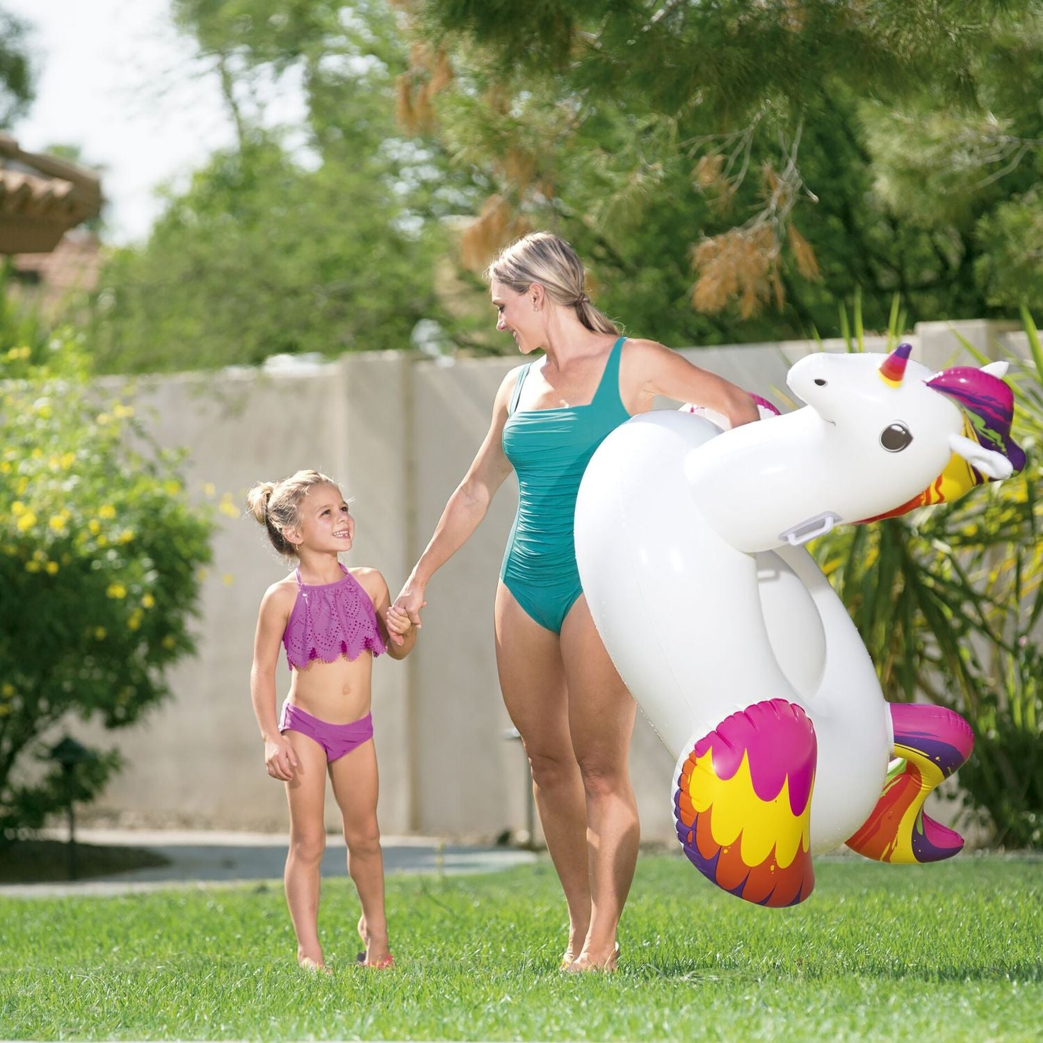 BESTWAY - Unicorno gonfiabile Fantasy Cavalcabile per bambini 163x110x95,5 cm